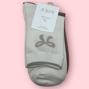 J.Crew Womens Boot Socks Set Of 3 (White / Black / Red)